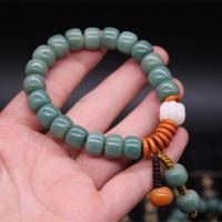 天然绿菩提根手串阴皮绿桶珠手链单圈佛珠饰品女式百搭一件代发 无包装 绿菩提根手链