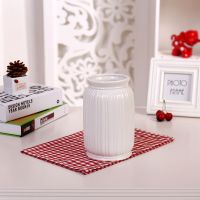 中式花瓶北欧风陶瓷瓶子地中海景德镇瓷器摆设干花艺客厅餐桌摆件 005D白色[高度18cm]