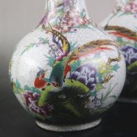 清乾隆粉彩牡丹花鸟赏瓶(一对)瓷器旧货古玩收藏仿古家居中式摆件 一只