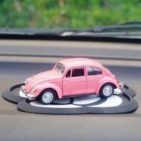 旅行气球汽车摆件可爱老爷车车模型甲壳虫车载香水座车内装饰品女 粉车+花垫