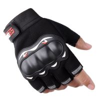 摩托车机车战术半指手套男军迷特种兵登山骑行防滑耐磨露指四季 硬壳半指黑色 一双装