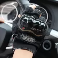 PRO-BIKER摩托车骑士骑行手套 赛车防滑防摔越野机车半指手套夏季 MCS-04C半指-黑色 M