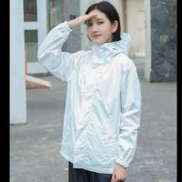 雨衣雨裤套装男女时尚轻薄防晒透气电动车骑行防暴雨户外学生雨衣 白色上衣(没有裤子) S