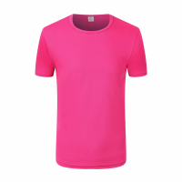 饿了么蜂鸟配送衣服 全套t恤短袖印字饿了么骑手圆领工作服加大码 玫红色 S