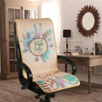 夏季卡通冰丝坐垫电脑椅坐垫办公椅垫老板椅座垫靠垫一体可爱透气 3D印花萌兔 50*110连体坐垫