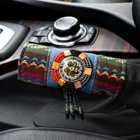 汽车方向盘民族风手动自动档位套安全带护肩套后视镜套装饰用品女 手刹套1个