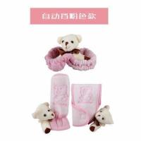 卡通可爱汽车自动排挡套手刹套后视镜套安全护肩带套女士车内饰品 粉色自动挡三件套