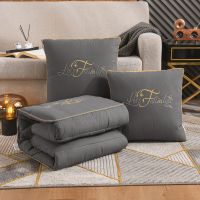 汽车抱枕被子两用车载靠垫办公室午休空调被沙发靠枕午睡枕头被 字母 深灰 40*40cm展开100*150cm