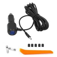 行车记录仪电源线点烟器插头USB连接线多功能转换GPS车载充电器 直头[mini接口] 双USB充电+撬棒+2保险管+5
