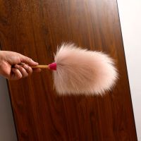 羊毛掸鸡毛掸子除尘家用不掉毛可伸缩客厅清洁扫灰蜘蛛网神器车用 豆沙色 小号羊毛掸[毛区18cm]