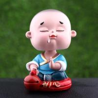 汽车摆件萌酷小和尚摇头公仔摆件车载香薰饰品摇摆佛车内饰品摆件 摇头小和尚-初心(佛珠1+胶1+小圆