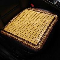 特价夏季汽车木珠坐垫圆珠子凉垫小四方垫香樟木座垫通用椅子坐垫 竹片带防滑底布-黄色