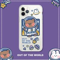 星际熊熊情侣手机壳手绘苹果12/11xr华为nova567小米note10OPPO72 宇航员熊熊-透明软壳 华为/荣耀