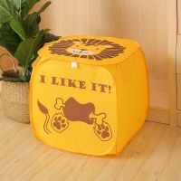 脏衣收纳篮洗衣篮大号布艺带盖收纳筐收纳篓玩具收纳箱折叠储物筐 黄色狮子(边长45cm)