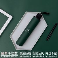 全自动雨伞女晴雨两用折叠加大双人INS森系遮阳防晒防紫外线太阳 8股手动伞UV墨绿色