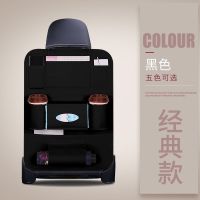 汽车座椅收纳袋多功能椅背挂袋后背皮革折叠餐桌储物箱车载置物袋 [收纳普通款]黑色 [单个装]不分车型