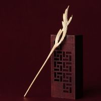 凤翎古风发簪合金簪子简约现代可盘发女日常挽发百搭宫廷饰品学生 金色