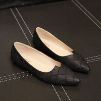 尖头平底单鞋四季鞋女鞋黑色工作鞋平跟简约百搭街头休闲鞋潮鞋女 黑色 34