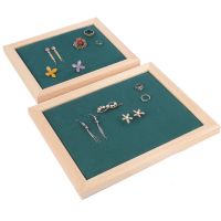 耳环架摆摊首饰展示架耳饰收纳板实木相框挂墙项链架耳钉饰品 墨绿色 原木19x22送大头针一盘