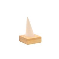 实木绒布戒指托饰品陈列展示拍照道具三角锥形金字塔戒指展示架子 米黄色一位