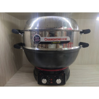 长虹(CHANGHONG)电锅多用炒菜电热锅加深款铸铁36CM(大箱4台装)一蒸笼