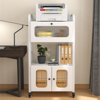高端现代简约打印机置物架家用办公桌边落地多层收纳整理架柜门