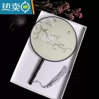 XIANCAI团扇宫扇半透明丝质扇子中国古典风圆扇汉服旗袍走秀舞蹈装饰扇子 绿色