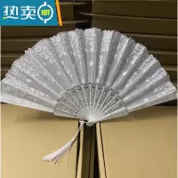 XIANCAI摆拍道具黑暗萝莉病娇哥特风洛丽塔复古风日式和风蕾丝旗袍扇子 银色 闪耀白银款