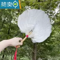 XIANCAI古风羽毛扇子诸葛亮同款鹅毛扇夏季便携蒲扇手工芭蕉扇中国风 白色圆顶白鹭