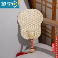 XIANCAI扇子夏天老式大蒲扇手工麦秸草编织儿童宝宝手摇夏季便携小芭蕉扇 [儿童款]芭蕉扇(蕾丝布边带穗