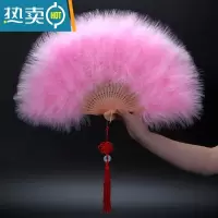 XIANCAI升级版全绒加厚羽毛扇标准扇 旗袍走秀舞台表演扇子舞蹈扇子50*30 粉红色