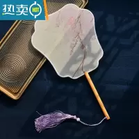 XIANCAI中国风飞仙半透明团扇汉服走秀宫扇女式长柄宫庭古装扇子可定制图 古风(飞仙)