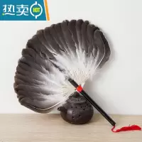 XIANCAI羽毛扇夏天便携鹅毛扇宝宝扇孔雀扇儿童家用老式毛扇子诸葛亮扇子 圆顶灰鹭(推荐宝宝扇)买二送一