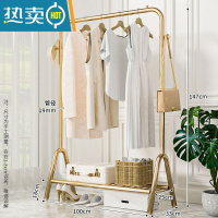 敬平晾衣架落地折叠室内晒衣架阳台卧室挂衣架子家用简易衣帽架晾衣杆 单层1米落地晾衣架轻奢金 中