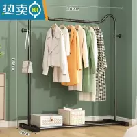 敬平落地折叠室内晾衣杆卧室挂衣架阳台晒衣架宿舍衣服架子 110cm-简易款-黑色 大