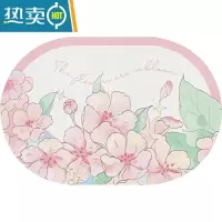 敬平粉色樱花浴室吸水地垫软硅藻泥卫生间防滑门垫地毯厕所进门脚垫子防滑垫
