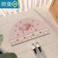 敬平丝圈地垫欧式复古碎花蝴蝶结印花入户地垫脚踏垫防滑垫玄关除尘垫75*45