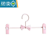 敬平卡通可爱儿童塑料防滑衣架裤夹可调节伸缩裤架新生儿宝宝晾衣夹子 粉色 5个