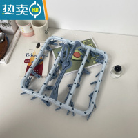 敬平馨帮帮杂货铺 家用晾衣架多架子32夹袜子架可旋转多功能收纳衣架 侧挂32夹莫兰迪蓝 1个衣夹