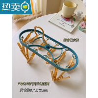 敬平晾衣架多夹子宿舍家用挂衣服内衣内裤多功能折叠收纳器晒袜子架 12夹晾晒衣架*蓝黄 1个衣夹