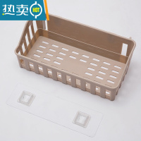 敬平卫生间置物架免打孔浴室厕所壁挂式收纳架厨房挂篮洗手间壁挂架子 棕色2个装(连体透明)牢固浴室置物架