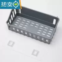 敬平卫生间置物架免打孔浴室厕所壁挂式收纳架厨房挂篮洗手间壁挂架子 灰色2个装(连体透明)牢固浴室置物架