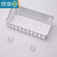 敬平卫生间置物架免打孔浴室厕所壁挂式收纳架厨房挂篮洗手间壁挂架子 白色2个装(连体透明)牢固浴室置物架