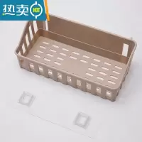敬平卫生间置物架免打孔浴室厕所壁挂式收纳架厨房挂篮洗手间壁挂架子 棕色3个装(连体透明)牢固浴室置物架