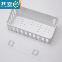 敬平卫生间置物架免打孔浴室厕所壁挂式收纳架厨房挂篮洗手间壁挂架子 白色3个装(连体透明)牢固浴室置物架