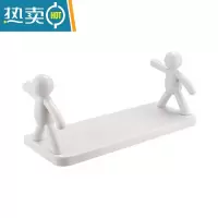 敬平小人卫生间置物架浴室洗漱台收纳器免打孔墙上壁挂式化妆品整理 灰色 [1个装]浴室置物架