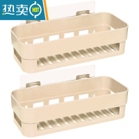 敬平卫生间置物架壁挂式墙上免打孔洗漱台洗手间收纳架浴室置物架厕所 卡其色(2个装)