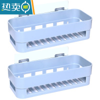 敬平卫生间置物架壁挂式墙上免打孔洗漱台洗手间收纳架浴室置物架厕所 蓝色(2个装)