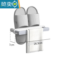 敬平拖鞋架浴室卫生间鞋架沥水壁挂式收纳器免打孔进门口鞋子置物架 白灰色-新款(可放两双/伸缩) 2层浴室置物架