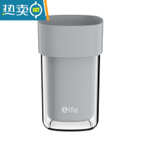 敬平日式双层漱口杯旅行牙刷收纳盒便携式情侣旅游刷牙杯牙缸洗漱套装 灰色洗漱杯